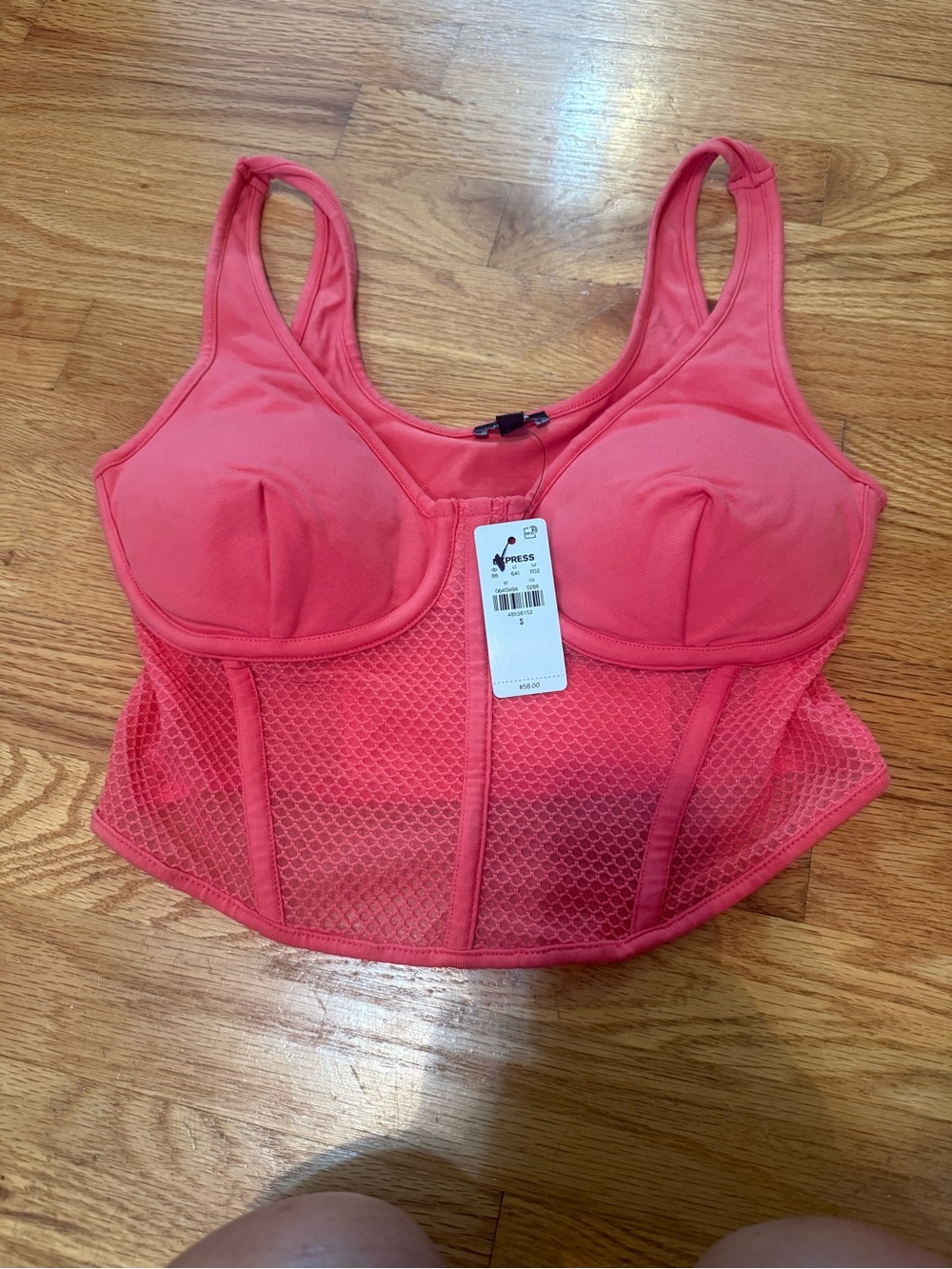 Express Coral Mesh Longline Bralette